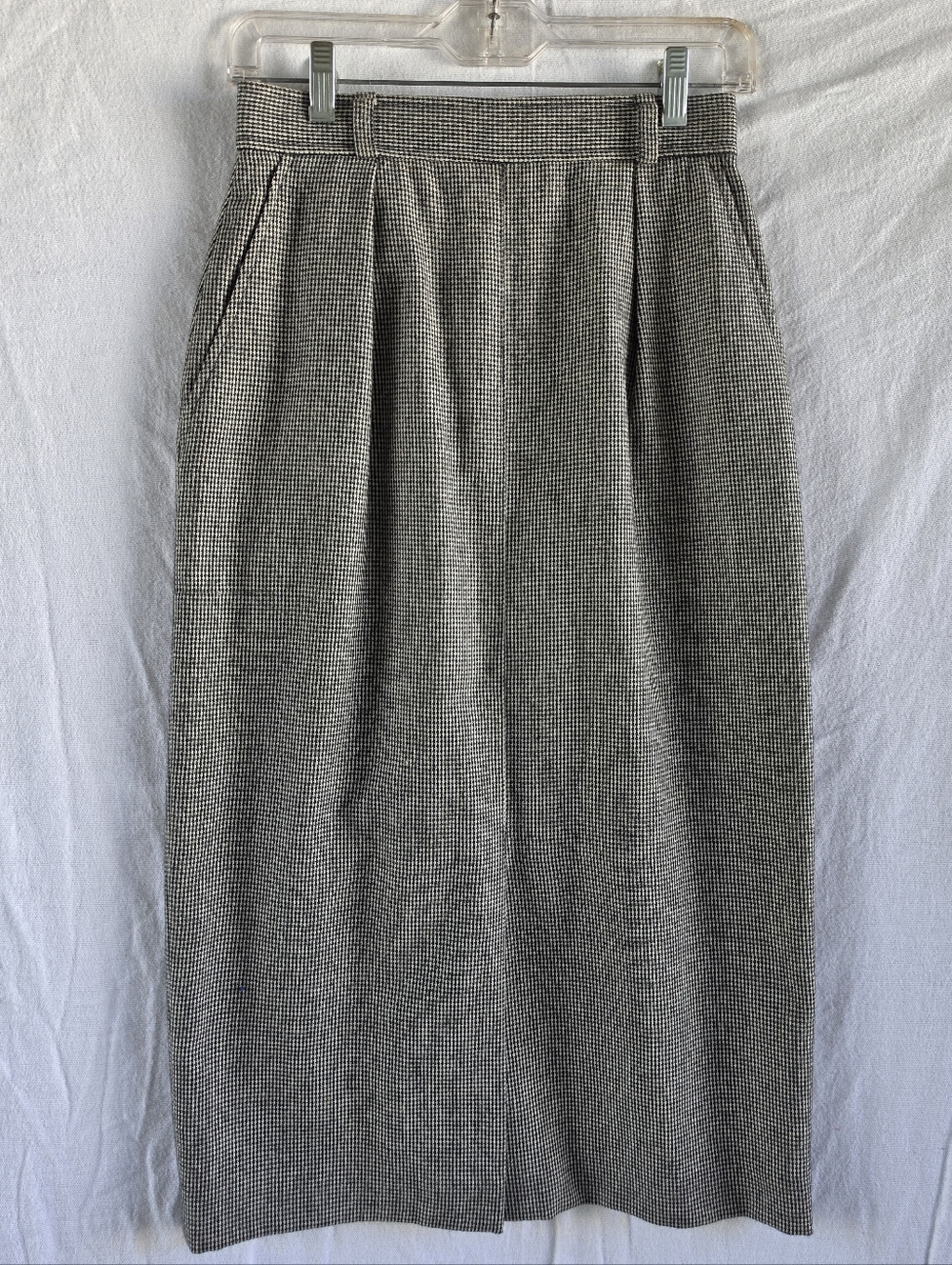Evan Picone Black White Check Midi Skirt Pleated Career Vintage Size 4